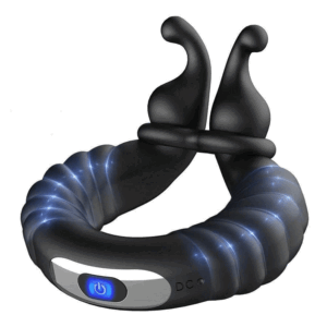 Vibrating Dual Penis Ring Dildo Stretchy Cock Ring